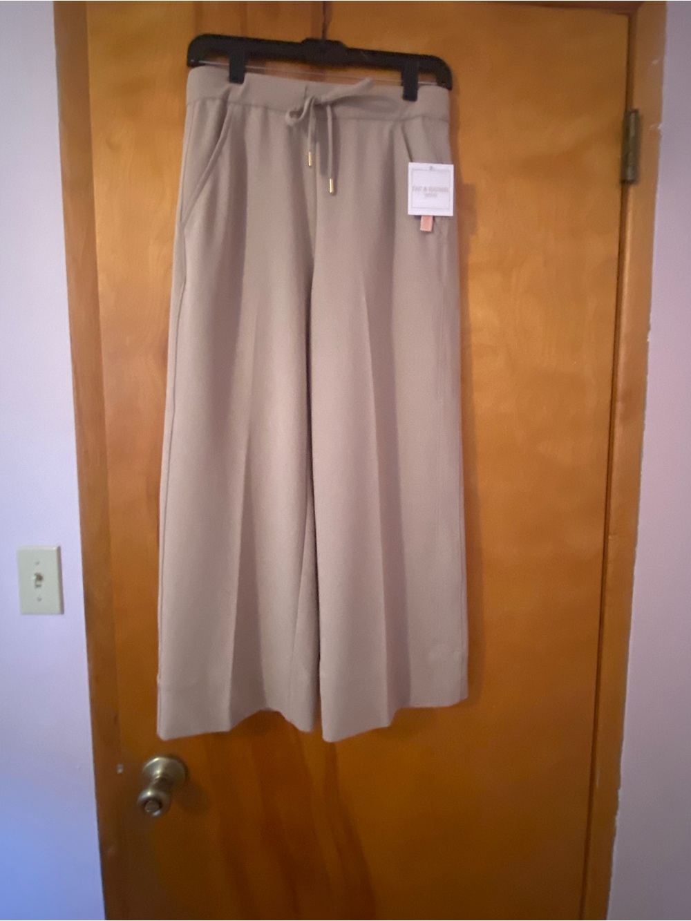 Zac & Rachel Taupe Wide-Leg Drawstring Pants